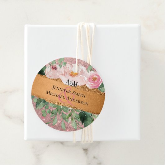 RoseGold Metallischer Glitzer Blumenfolien sehen H Geschenkanhänger (Beispiel)