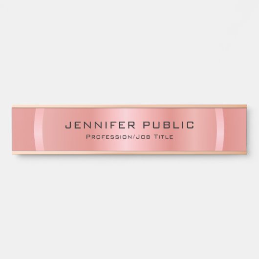 Rosegold Modern Glamour Elegant Template Türschild (Vorderseite )