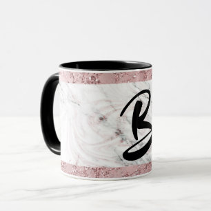 Roségold Moderne Glamour Marmor & Glitzer Dekorati Tasse