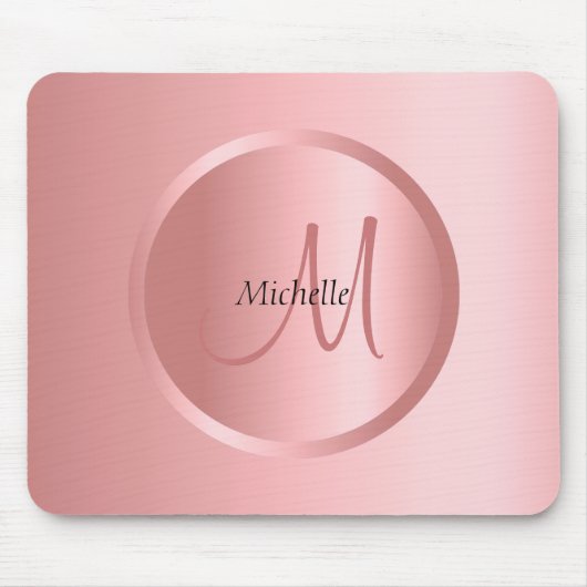 Rosegold Monogram Moderne elegante Vorlage Mousepad (Vorne)