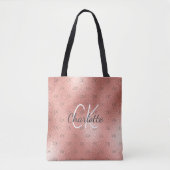 Roségold-Monogramm elegante Schrift Tasche (Vorderseite)