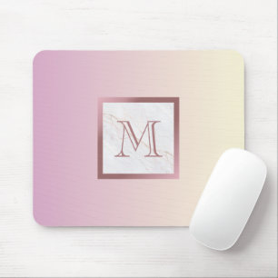 Roségold-Monogramm Marmor Rosa Farbverlauf Mousepad