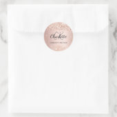 Roségold-Monogramm-Name Runder Aufkleber (Tasche)