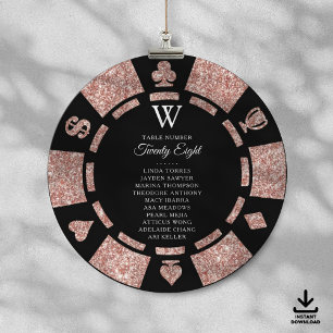 Roségold-Monogramm-Pokerchip-Casino-Hochzeit Einladung
