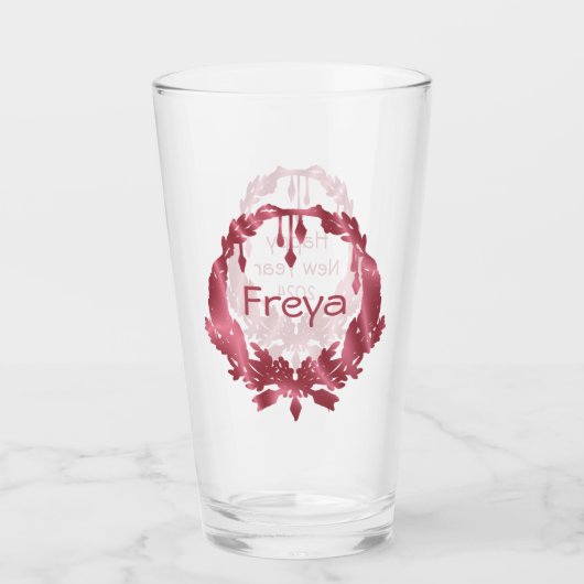 Rosegold Name & Happy New Year Pint Glass Glas (Vorderseite)