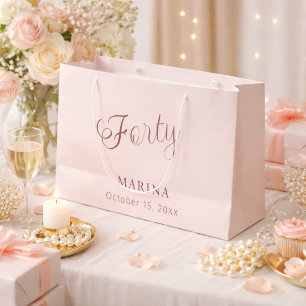Roségold-Namensschrift 40. Geburtstag Große Geschenktüte