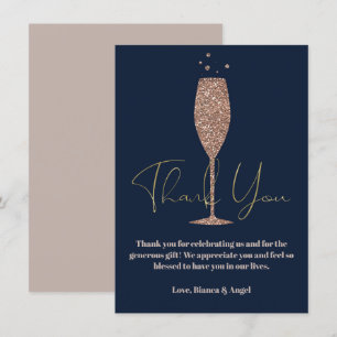 Roségold Navy Champagner Sekt Braut Danke Schön Einladung