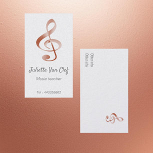 Roségold-Optik Violinschlüssel - Musiklehrer Visitenkarte