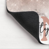 Roségold-Pailletten-Glitter-Marmor-Ombre-Monogramm Mousepad (Ecke)
