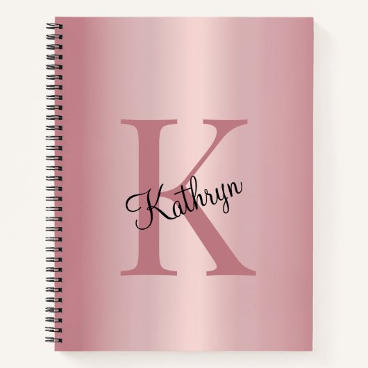 Roségold personalisiertes Monogramm  Notizblock (Vorderseite)
