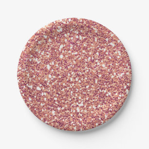 Roségold Pink Glitter Glam Custom Party Pappteller