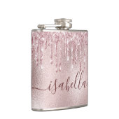 Roségold-pink-glitzer-tropfen-monogramm-schrift Flachmann (Rechts)