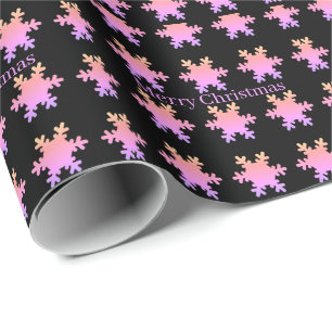 Roségold-pink-Schneeflocken-Muster Frohe Weihnacht Geschenkpapier