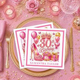 Roségold-pinke Konfetti-30.-Geburtstagsservietten Serviette