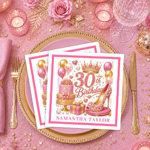 Roségold-pinke Konfetti-30.-Geburtstagsservietten Serviette