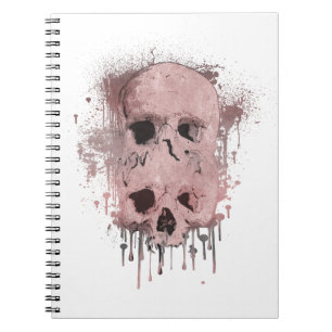 Roségold Pinker Totenkopf-Tropfen-Tintenfleck-Graf Notizblock