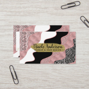 Roségold Rosa Abstrakte Welle Modern Glamourös Tre Visitenkarte