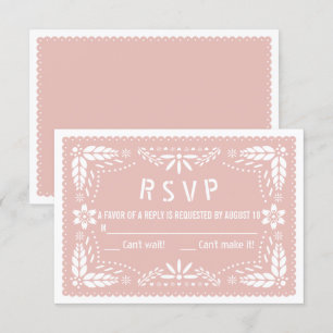 Roségold-rosa-blumiges Papel-Picado-Baby-Shower RSVP Karte