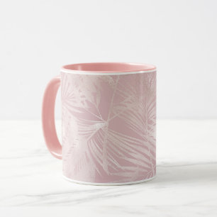 Roségold Rosa Botanisch Tropisch Palmenbaum Blätte Tasse