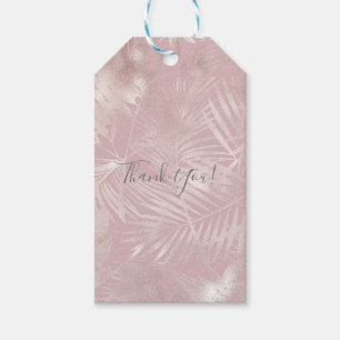 Roségold Rosa Botanische Tropische Palmenbaumblätt Geschenkanhänger