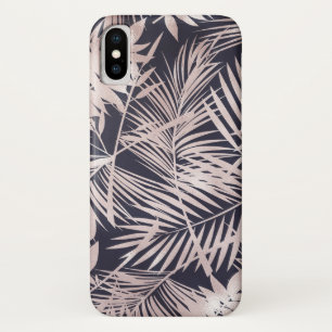 Roségold Rosa Dunkle Tropische Palmenbaumblätter Case-Mate iPhone Hülle