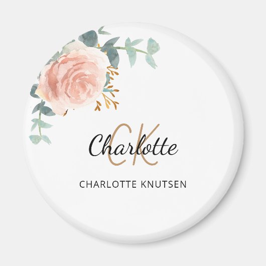 Roségold rosa florales Eukalyptus Danke Magnet (Vorne)