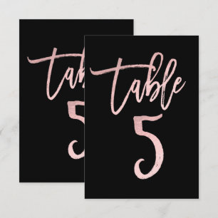 Roségold Rosa Folie Moderne Schrift Tische Nummer  Einladung