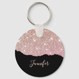Roségold Rosa Glitter Achat Benutzerdefinierter Na Schlüsselanhänger