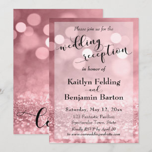 Roségold Rosa Glitter Bokeh Hochzeitsempfang Einladung