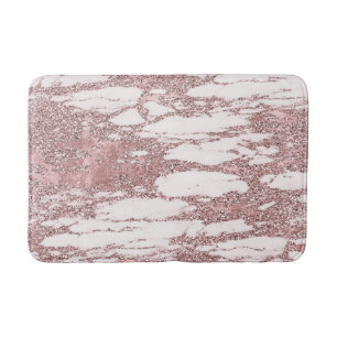 Roségold Rosa Glitter Funky Marmor Glamourös Trend Badematte