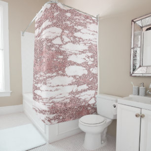Roségold Rosa Glitter Funky Marmor Glamourös Trend Duschvorhang