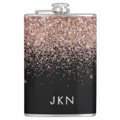 Roségold-Rosa Glitter-Monogramm Anfangsbuchstaben Flachmann (Vorderseite)