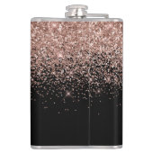 Roségold-Rosa Glitter-Monogramm Anfangsbuchstaben Flachmann (Rückseite)