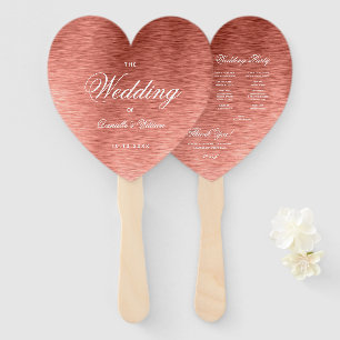 Roségold Rosa Kalligrafie Herz Hochzeitsprogramm Fächer
