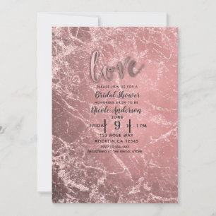 Roségold Rosa Moderne Glamour Marmor Brautparty Einladung