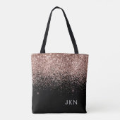 Roségold-Rosa-Schwarzer-Glitter-Monogramm Tasche (Rückseite)