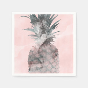 Roségold Rosa Tropischer Sommer Ananas Party Serviette