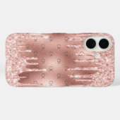 Roségold-Röte-Monogramm-Initialen Case-Mate iPhone Hülle (Rückseite (Horizontal))