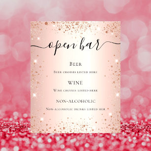 Roségold-Röte-Schimmer-Schrift-Bar-Menü Budget Flyer