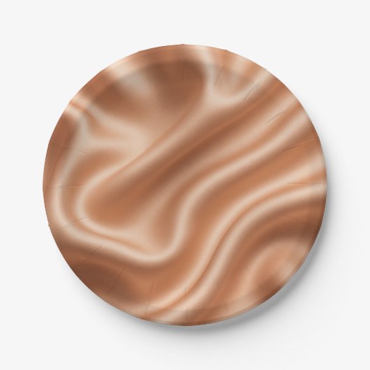 Roségold-Satin-Seide-Abstract-Luxus-Muster Pappteller (Vorderseite)