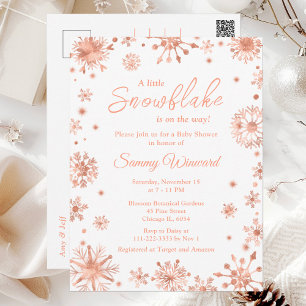 Roségold-Schneeflocken Winter-Baby-Party Postkarte