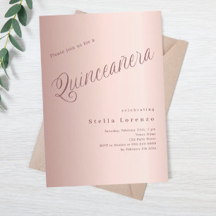 Roségold-Schrift elegant Quinceanera Luxus Einladung