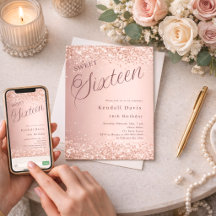 Roségold-Schrift modern Sweet 16