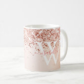 Roségold-Schriftzug-Monogramm Kaffeetasse (VorderseiteRechts)