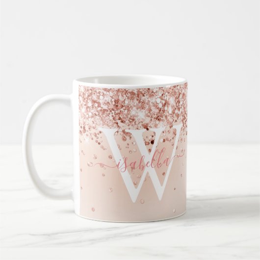 Roségold-Schriftzug-Monogramm Kaffeetasse (Links)