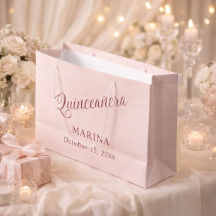 Roségold-Schriftzug Quinceanera Große Geschenktüte