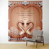 Roségold-Schwan-Hochzeitsliebesbogen-Design Wandteppich (Beispiel)
