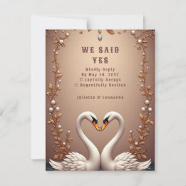 💍 Roségold-Schwäne Frühling Hochzeitsdekoration � RSVP Karte