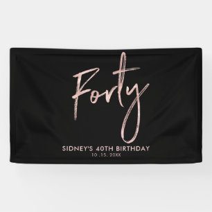 RoseGold  Schwarz 40. Geburtstags-Party-Willkommen Banner