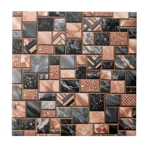 Roségold-Schwarz-Marmor-Mosaik Fliese